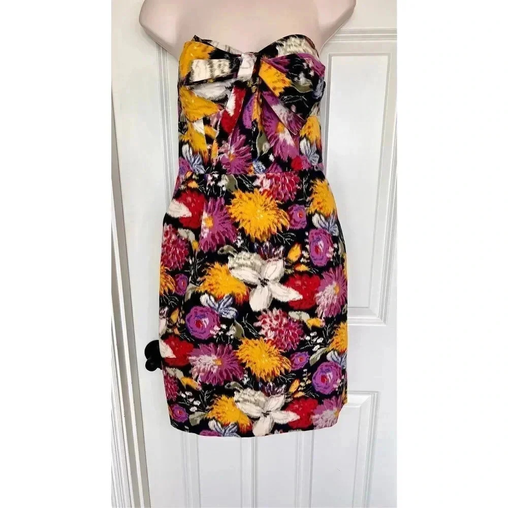 Moulinette Soeurs Anthology Strapless Tropcial Jacquard Floral Mini Dress Size 4